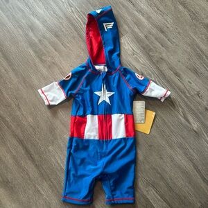 Captain America Boys Bathing Suit/Rash Guard